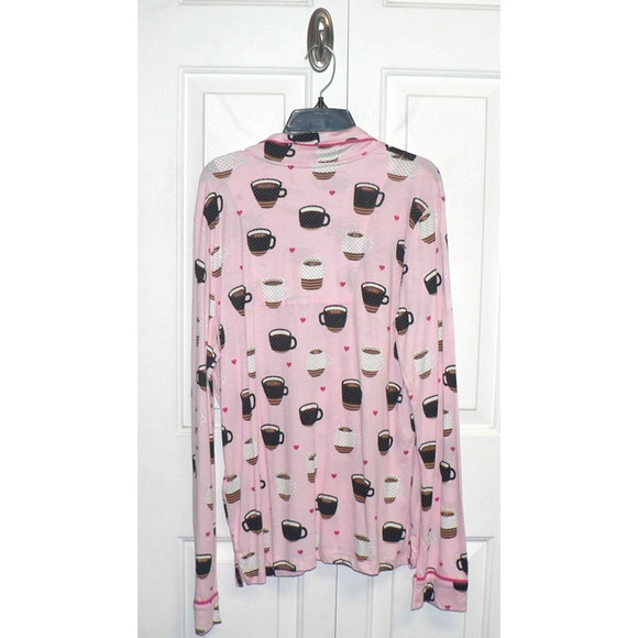 Cozy Zoe by Pj Salvage Womens Coffee Cups Printed Pajama Top in Pink Medium $30 - Picture 4 of 4